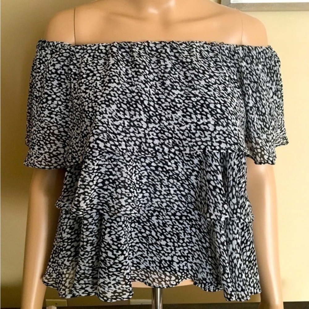 EXPRESS tiered layers off the shoulder blouse